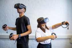Two people using VR