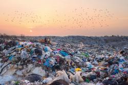 Landfill site with plastics in Europe
