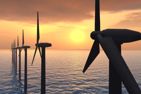 Sea wind turbines