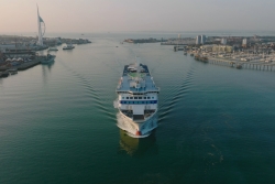 A ship arriving at Portsmouth Port
